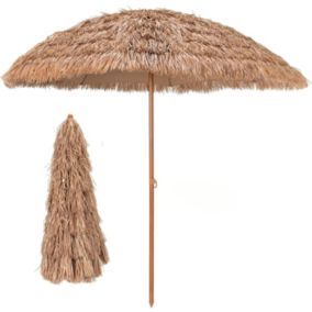 Parasol Style Hawaïen Paille de Plastique H 160cm Exotique en Chaume de PP, pour Jardin Terrasse Plage