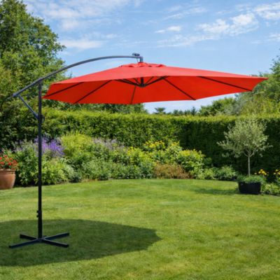 Parasol terracotta droit carré 3 x 3 m led degrés SOLENZARA