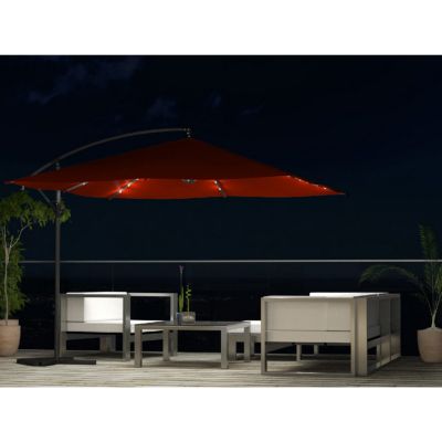 Parasol terracotta droit carré 3 x 3 m led degrés SOLENZARA