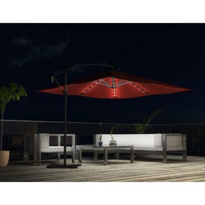 Parasol terracotta droit carré 3 x 3 m led degrés SOLENZARA