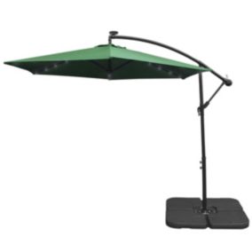 Parasol Vert 3m avec LED's Intégrés avec Base Carrée