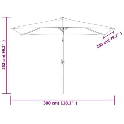 Parasol - VIDAXL - 47129 - Métal - Polyester - 300x200 cm - Azuré