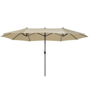 Parasol XL en tissu beige taupe à mât central en aluminium SIBILLA