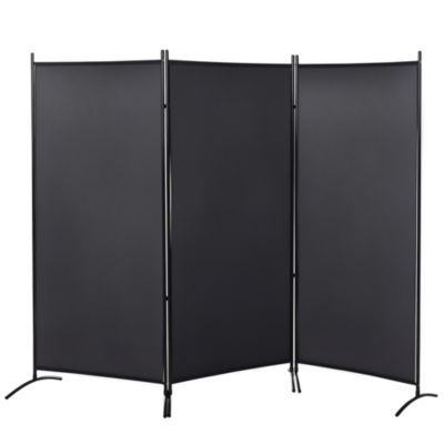 Paravent 3 panneaux sur pied brise-vue séparateur métal époxy polyester haute densité anthracite