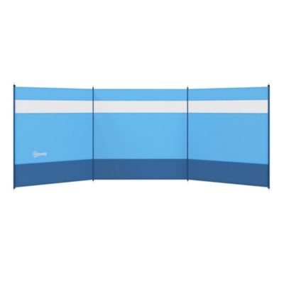 Outsunny Paravent brise-vent de camping portable pliable avec sac de transport et poteaux en acier dim. 540 cm x 150 cm bleu et blanc | France