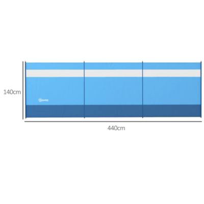 Paravent brise-vue camping plage portable pliable avec sac de transport et poteaux acier dim. 440L x 140H cm bleu