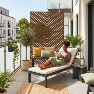 Paravent brise-vue Kekan acier galvanisé 180 x 90 x 40 cm marron casa.pro