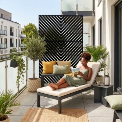 Paravent brise-vue Kekan acier galvanisé 180 x 90 x 40 cm noir casa.pro