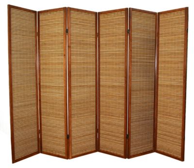 Paravent en bois brun avec bambou de 6 pans