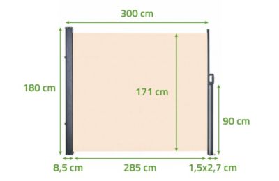 Paravent extérieur rétractable PILAT 5x1,8 m beige