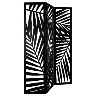 Paravent Feuille - bois - noir H170 cm - Atmosphera