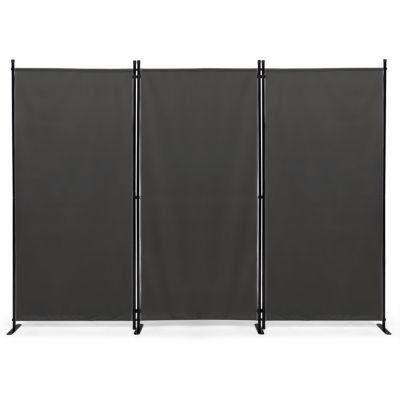 Paravent intérieur et extérieur sur pieds 3 panneaux 250 x 180 cm gris anthracite séparateur store latéral