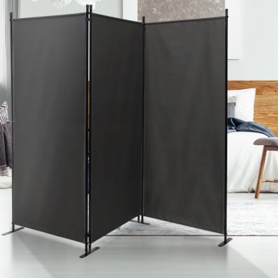 Paravent intérieur et extérieur sur pieds 3 panneaux 250 x 180 cm gris anthracite séparateur store latéral