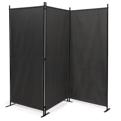 Paravent intérieur et extérieur sur pieds 3 panneaux 250 x 180 cm gris anthracite séparateur store latéral