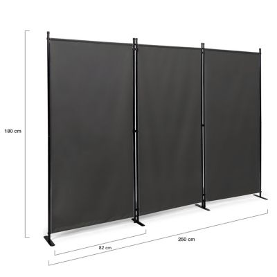 Paravent intérieur et extérieur sur pieds 3 panneaux 250 x 180 cm gris anthracite séparateur store latéral