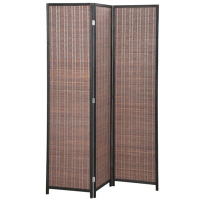 Paravent interieur en bois 3 panneaux 135 x 180 cm séparateur de pièce pliable bois brun noir