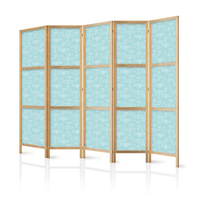 Paravent japonais -Esquisse d'un avion en blanc turquoise.