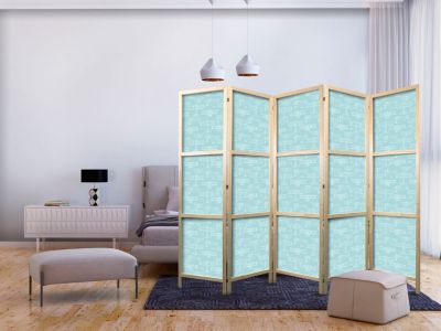 Paravent japonais -Esquisse d'un avion en blanc turquoise.