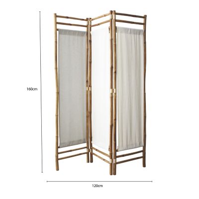 Paravent pliable en bambou et toile en polycoton Box & Beyon 3 pans