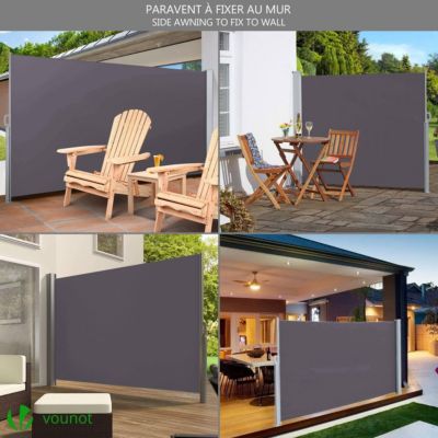 Paravent retractable avec housse de protection 1.8x3m Anthracite