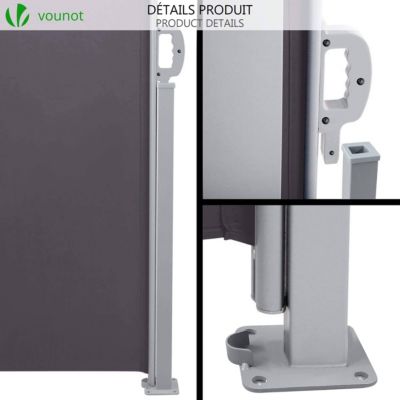 Paravent retractable avec housse de protection 1.8x3m Anthracite