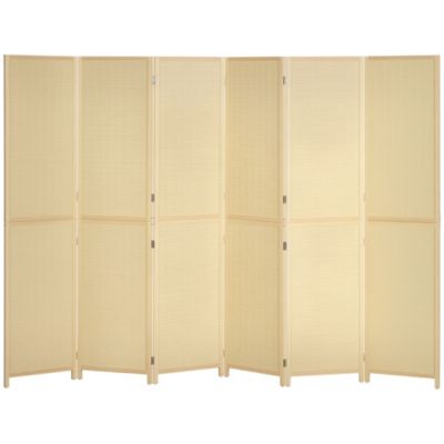 Paravent séparateur de pièce 6 panneaux pliables dim. 270L x 180H cm bois de bambou