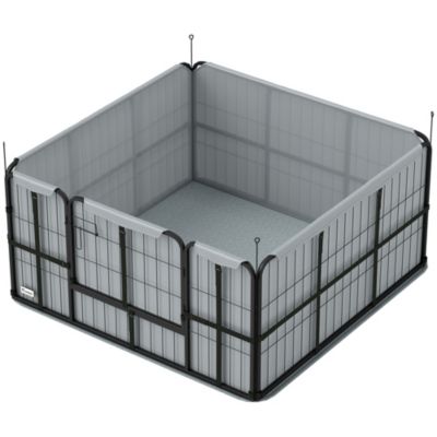Parc de mise bas pour chien - porte verrouillable, tapis propreté lavable - acier noir