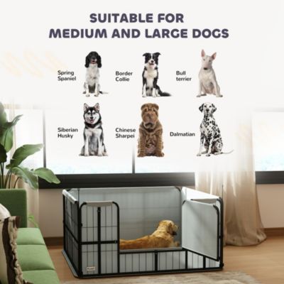 Parc de mise bas pour chien - porte verrouillable, tapis propreté lavable - acier noir