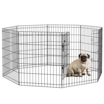 Parc enclos acier pour chien animaux 1 porte 8 panneaux 76L x 61l cm noir