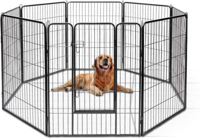 Parc Enclos pour Animaux en Metal Parc Pliable à 8 Panneaux Différente Forme Porte à Double Verrou