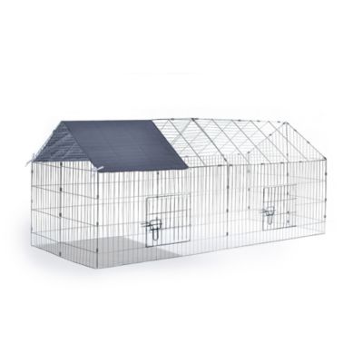 Parc extérieur lapin 180x75x73 cm avec voile d'ombrage et 2 portes sécurisées