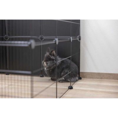 Parc modulable KERBL Hopsi 12 panneaux 35x35 cm métal noir intérieur extérieur