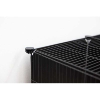 Parc modulable KERBL Hopsi 12 panneaux 35x35 cm métal noir intérieur extérieur