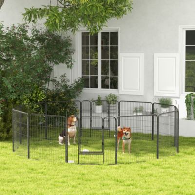 Parc pour chien en acier gris 80 x 80 cm modulable avec portes