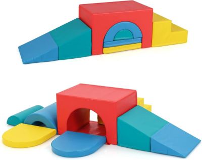 Parcours Motricité Bébé 8 Pièces pour Grimper,Housse Amovible et Lavable,Attache Auto-agrippante,Idéal Enfant 3 Ans+