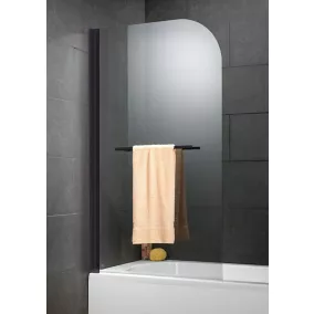 Pare-baignoire 1 volet pivotant 80 x 140 cm, verre transparent anticalcaire, profilé noir, Schulte Capri