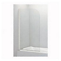 Pare-baignoire 1 volet pivotant 80 x 140 cm, verre transparent, profilé blanc, Schulte Capri