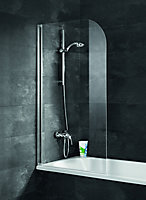 Pare-baignoire 1 volet pivotant 80 x 140 cm, verre transparent, profilé chrome, Schulte Capri