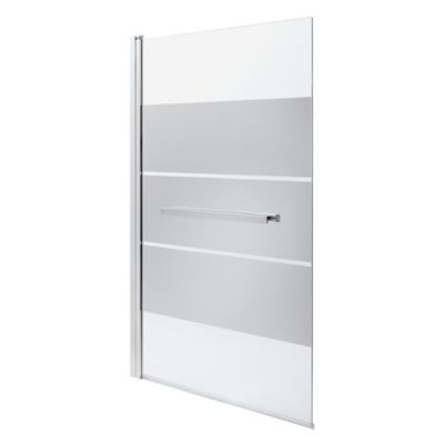 Pare-baignoire 1 volet verre miroir anticalcaire GoodHome Nubia H. 150 x l. 95 cm