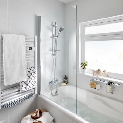 Pare-baignoire 1 volet verre transparent anticalcaire GoodHome Calera H. 140 x l. 85 cm