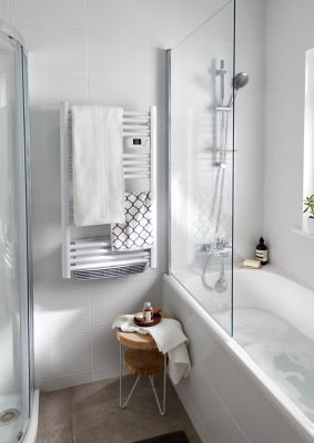 Pare-baignoire 1 volet verre transparent anticalcaire GoodHome Calera H. 140 x l. 85 cm