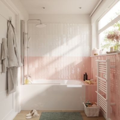 Pare-baignoire 1 volet verre transparent anticalcaire GoodHome Calera H. 140 x l. 85 cm