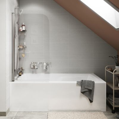 Pare-baignoire 1 volet verre transparent Arkell H. 130 x l. 75 cm