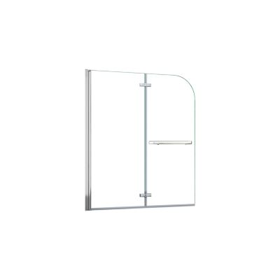 Pare baignoire 100x140cm avec porte-serviette, écran baignoire pivotant et pliant en verre anti-calcaire
