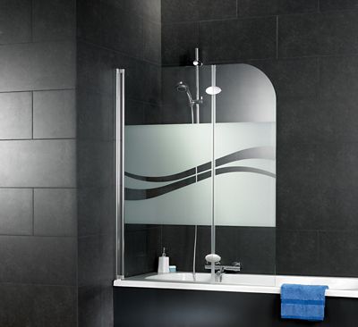 Pare baignoire coulissant en métal noir mat style industriel, 120x140 cm,  WAIMEA