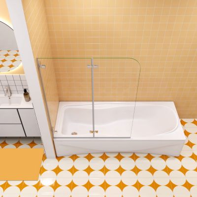 pare baignoire 120x140cm,pivotant et repliable 180 degrés,5mm verre de sécurit,facile à nettoyer