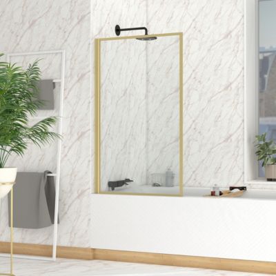 Pare-baignoire 130 x 75 cm or brossé Essentiel Galedo