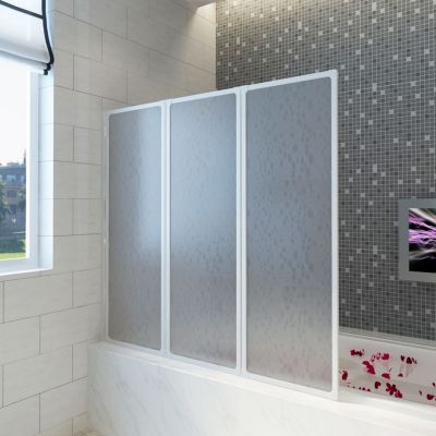 Pare baignoire à 3 volets rétractables (141x132 cm - Blanc)