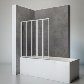 Pare-baignoire 5 volets 115 x 121 cm, verre transparent, profilé alu-argenté, Schulte