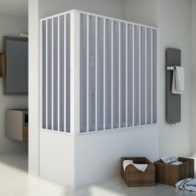 Pare baignoire 70x160CM H150 en Plastique pvc modèle Santorini avec l'ouverture centrale